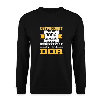 Ostprodukt Ostdeutscher Spruch DDR Ostdeutschland - Unisex Pullover - Schwarz - Vorne - Alina (178cm) & Michal (187cm)