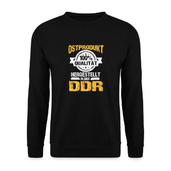 Ostprodukt Ostdeutscher Spruch DDR Ostdeutschland - Unisex Pullover - Schwarz - Vorne - Alina (178cm) & Michal (187cm)