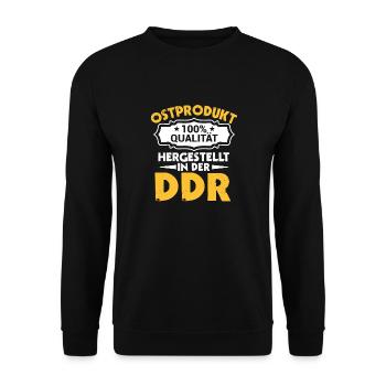 Ostprodukt Ostdeutscher Spruch DDR Ostdeutschland - Unisex Pullover - Schwarz - Vorne - Alina (178cm) & Michal (187cm)