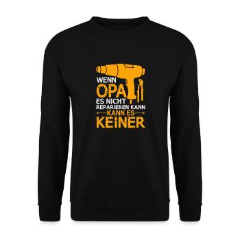 Wenn Opa Es Nicht Reparieren Kann Lustiger - Unisex Pullover - Schwarz - Vorne - Alina (178cm) & Michal (187cm)