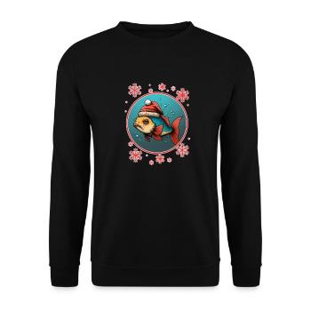 Pêche Pêcheur Pêcheuse Noël Pêcheur Poisson - Sweat-shirt Unisexe - noir - Devant - Alina (178cm) & Michal (187cm)