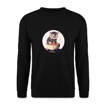 Cat Cat Ramen Noodles Sweet Kitten Noodle Soup - Unisex Sweatshirt - black - Front - Alina (178cm) & Michal (187cm)