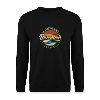Biberach Echte Legenden leben in Biberacher - Unisex Pullover - Schwarz - Vorne - Alina (178cm) & Michal (187cm)