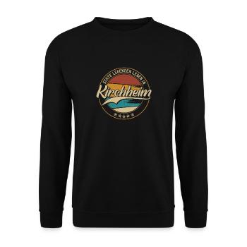 Kirchheim Echte Legenden leben in Kirchheimer - Unisex Pullover - Schwarz - Vorne - Alina (178cm) & Michal (187cm)
