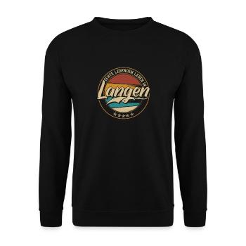 Langen Echte Legenden leben in Langener - Unisex Pullover - Schwarz - Vorne - Alina (178cm) & Michal (187cm)