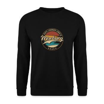 Marburg Echte Legenden leben in Marburger - Unisex Pullover - Schwarz - Vorne - Alina (178cm) & Michal (187cm)