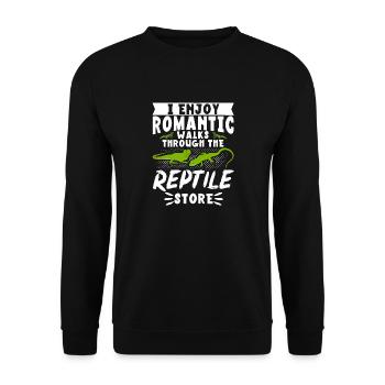 Lizard I enjoys romantic walks through - Unisex Sweatshirt - black - Front - Alina (178cm) & Michal (187cm)