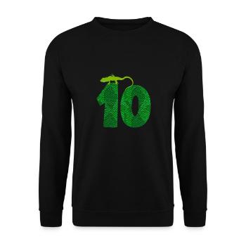 10th Birthday Lizard 10 Reptile Theme Party Ten - Unisex Sweatshirt - black - Front - Alina (178cm) & Michal (187cm)
