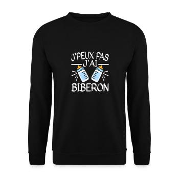 Je Peux pas J'Ai Biberon Bébé Humour - Sweat-shirt Unisexe - noir - Devant - Alina (178cm) & Michal (187cm)