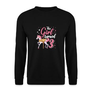 Karussell-geburtstagsfeier Dieses Mädchen Wurde 3 - Unisex Pullover - Schwarz - Vorne - Alina (178cm) & Michal (187cm)