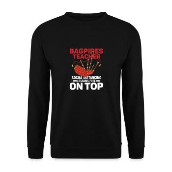 Bagpipes Teacher - Social Distancing Lessons Free - Unisex Pullover - Schwarz - Vorne - Alina (178cm) & Michal (187cm)