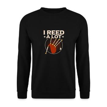 I Reed A Lot Bagpipe Scotsman Bagpiper - Unisex Pullover - Schwarz - Vorne - Alina (178cm) & Michal (187cm)