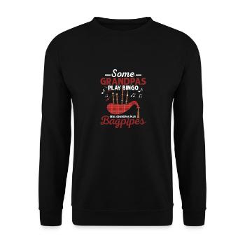 Some Grandpas Play Bingo Real Grandpas Play Bagpip - Unisex Pullover - Schwarz - Vorne - Alina (178cm) & Michal (187cm)