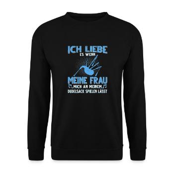 Dudelsack Musikverein Sackpfeifer Musiker - Unisex Pullover - Schwarz - Vorne - Alina (178cm) & Michal (187cm)