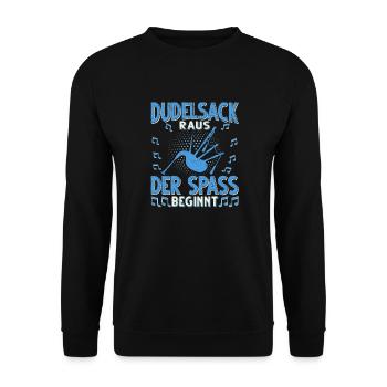 Dudelsack Musikverein Sackpfeifer Musiker - Unisex Pullover - Schwarz - Vorne - Alina (178cm) & Michal (187cm)