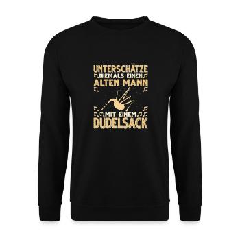 Dudelsack Musikverein Sackpfeifer Musiker - Unisex Pullover - Schwarz - Vorne - Alina (178cm) & Michal (187cm)
