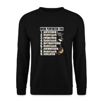 Dudelsack Musikverein Sackpfeifer Musiker - Unisex Pullover - Schwarz - Vorne - Alina (178cm) & Michal (187cm)