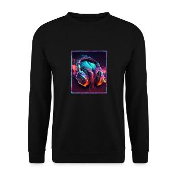 Polygon Headset Headphones Gamer Geometric - Unisex Sweatshirt - black - Front - Alina (178cm) & Michal (187cm)