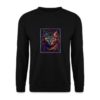 Cat Polygon Headset Headphones Gamer Geometric - Unisex Sweatshirt - black - Front - Alina (178cm) & Michal (187cm)