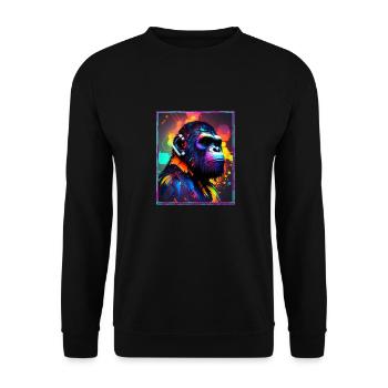 Affe Polygon Headset Headphones Gamer Geometrisch - Unisex Pullover - Schwarz - Vorne - Alina (178cm) & Michal (187cm)
