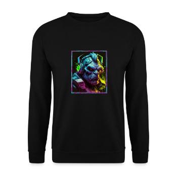 Orc Polygon Headset Headphones Gamer Geometric - Unisex Sweatshirt - black - Front - Alina (178cm) & Michal (187cm)