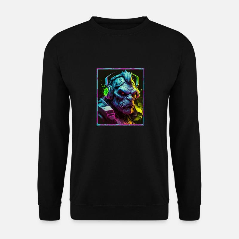 Orc Polygon Headset Headphones Gamer Geometrisch - Unisex Pullover - Schwarz