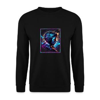 Polygon Headset Headphones Gamer Geometric - Unisex Sweatshirt - black - Front - Alina (178cm) & Michal (187cm)
