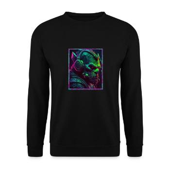 Orc Polygon Headset Headphones Gamer Geometrisch - Unisex Pullover - Schwarz - Vorne - Alina (178cm) & Michal (187cm)