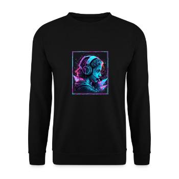 Polygon Headset Headphones Gamer Geometric - Unisex Sweatshirt - black - Front - Alina (178cm) & Michal (187cm)