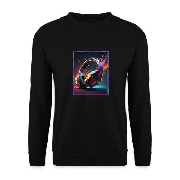 Polygon Headset Headphones Gamer Geometric - Unisex Sweatshirt - black - Front - Alina (178cm) & Michal (187cm)