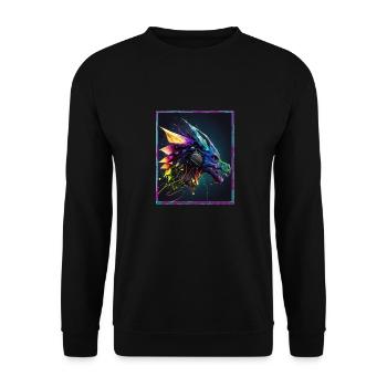 Dragon Polygon Headset Headphones Geometric - Unisex Sweatshirt - black - Front - Alina (178cm) & Michal (187cm)