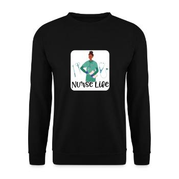Nurse Life Nursing Leopard Bandana - Unisex Sweatshirt - black - Front - Alina (178cm) & Michal (187cm)