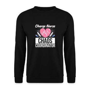 Charge Nurse Herzschlag Stethoskop Krankenpflege - Unisex Pullover - Schwarz - Vorne - Alina (178cm) & Michal (187cm)