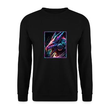 Dragon Polygon Headset Headphones Geometric - Unisex Sweatshirt - black - Front - Alina (178cm) & Michal (187cm)
