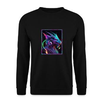Dragon Polygon Headset Headphones Geometric - Unisex Sweatshirt - black - Front - Alina (178cm) & Michal (187cm)