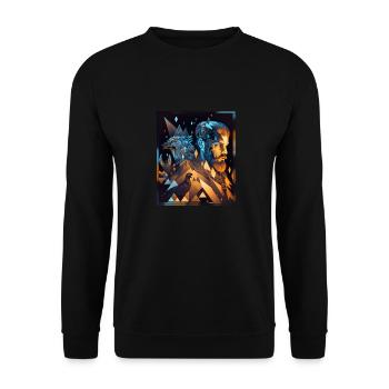 Viking Viking Polygon Geometric Nordic Neon - Unisex Sweatshirt - black - Front - Alina (178cm) & Michal (187cm)