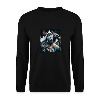 Viking Viking Polygon Geometric Nordic Neon - Unisex Sweatshirt - black - Front - Alina (178cm) & Michal (187cm)
