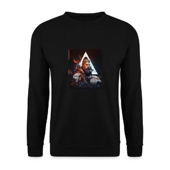 Viking Viking Polygon Geometric Nordic Neon - Unisex Sweatshirt - black - Front - Alina (178cm) & Michal (187cm)