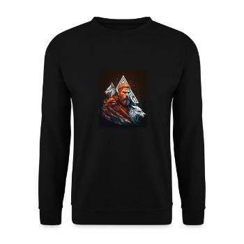 Viking Viking Polygon Geometric Nordic Neon - Unisex Sweatshirt - black - Front - Alina (178cm) & Michal (187cm)