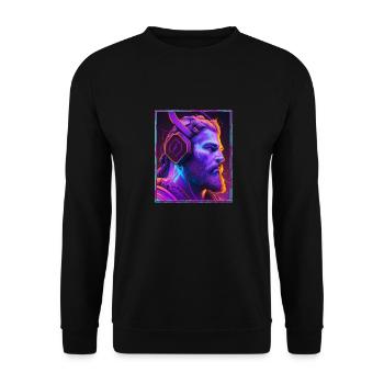 Viking Viking Headset Gamer Streamer Music Neon - Unisex Sweatshirt - black - Front - Alina (178cm) & Michal (187cm)