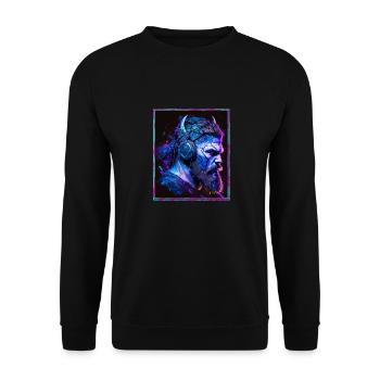 Viking Viking Headset Gamer Streamer Music Neon - Unisex Sweatshirt - black - Front - Alina (178cm) & Michal (187cm)
