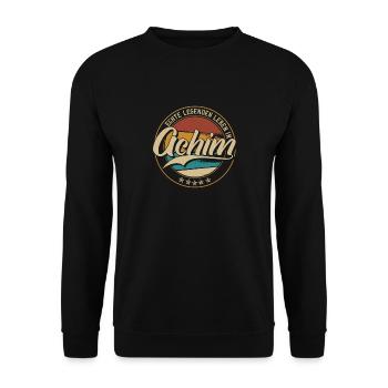 Achim Echte Legenden leben in Achimer - Unisex Pullover - Schwarz - Vorne - Alina (178cm) & Michal (187cm)