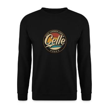 Celle Echte Legenden leben in Celler - Unisex Pullover - Schwarz - Vorne - Alina (178cm) & Michal (187cm)