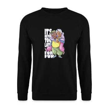 It's never too late to the funny retired Joy - Unisex Sweatshirt - black - Front - Alina (178cm) & Michal (187cm)