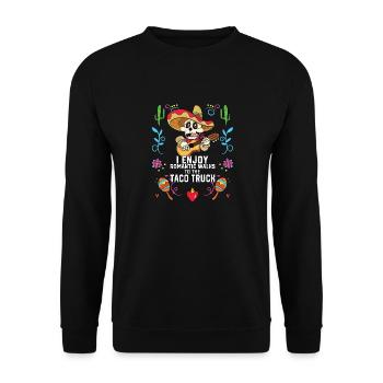 I Enjoy Romantic Walks To Taco Truck Taco Eater - Unisex Pullover - Schwarz - Vorne - Alina (178cm) & Michal (187cm)