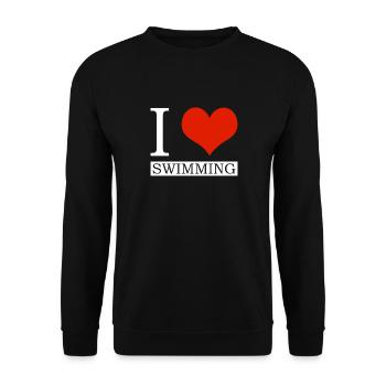 Schimmer Schwimmen I Love Swimming - Unisex Pullover - Schwarz - Vorne - Alina (178cm) & Michal (187cm)
