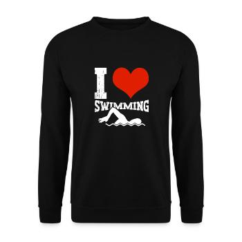 Schimmer Schwimmen I Love Swimming - Unisex Pullover - Schwarz - Vorne - Alina (178cm) & Michal (187cm)