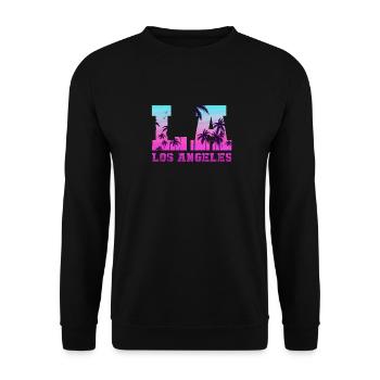 Los Angeles La Kalifornien Geschenk - Unisex Pullover - Schwarz - Vorne - Alina (178cm) & Michal (187cm)