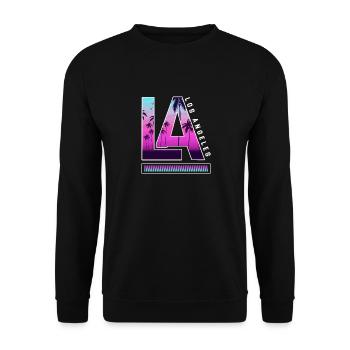 Los Angeles La Kalifornien Geschenk - Unisex Pullover - Schwarz - Vorne - Alina (178cm) & Michal (187cm)
