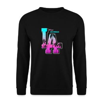 Los Angeles La Kalifornien Geschenk - Unisex Pullover - Schwarz - Vorne - Alina (178cm) & Michal (187cm)